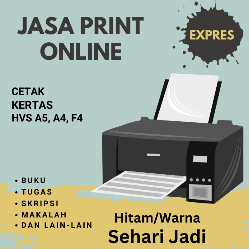 

JASA PRINT / CETAK WARNA CEPAT TERMURAH A5/A4/F4 75/80 gsm, BUKU, BROSUR, MAKALAH, SKRIPSI, DLL