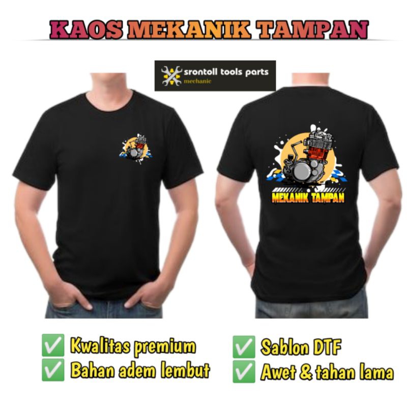 KAOS BAJU PRIA MEKANIK MUDA TAMPAN KAOS BAJU OTOMOTIF BENGKEL MOTOR