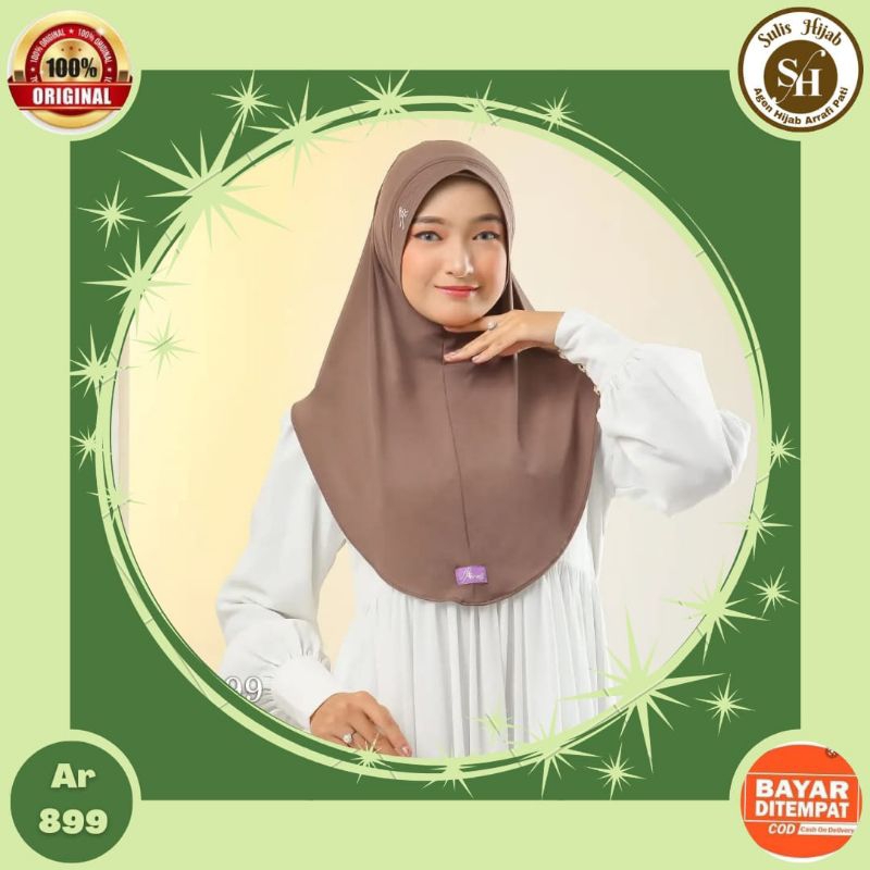 Promo - Arrafi AR 899 hijab jilbab kerudung bergo jersey instan motif olahraga senam sporty joging l