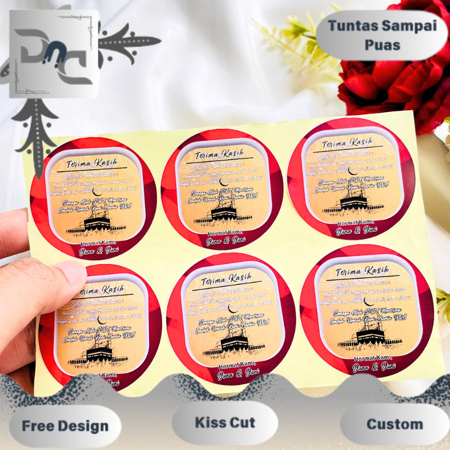 

5-8 Dnd Stiker Gift Umroh Chromo Bulat Sticker Label Souvenir Naik Haji Free Desain Uk.Sedang