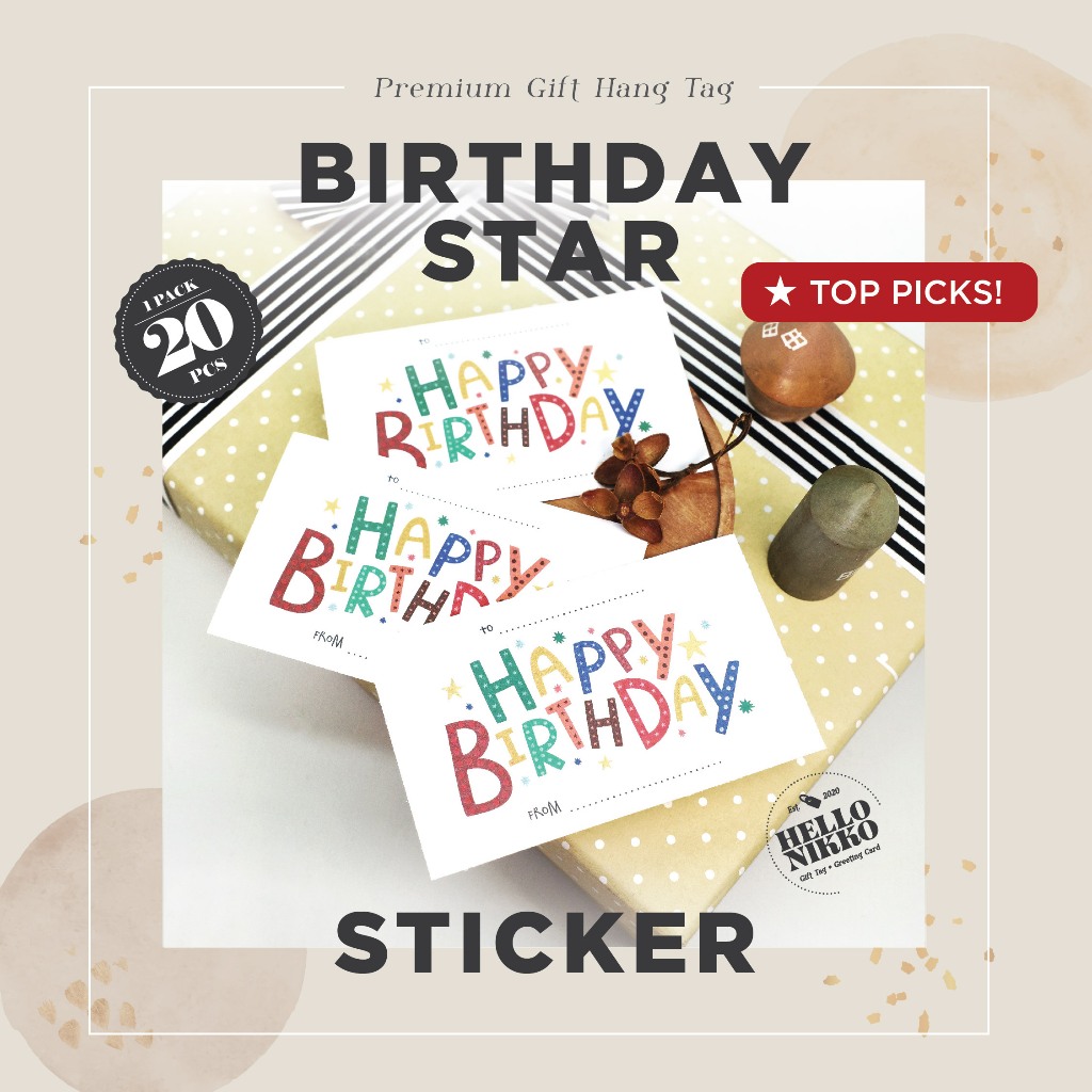 

Birthday Star Sticker - Hang tag kartu ucapan kado sticker hampers parcel box dus ultah natal christmas cny ramadan lebaran