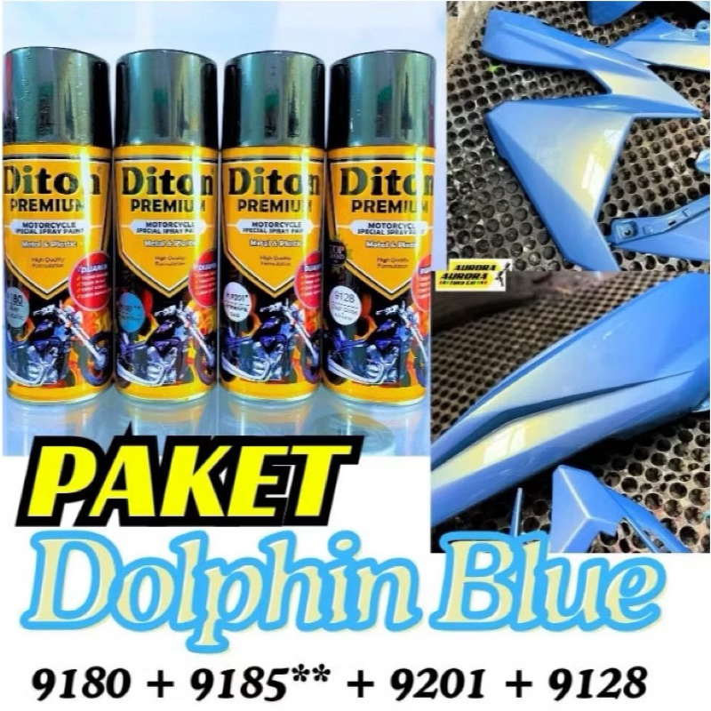PAKET Cat Pilok Diton Premium 9180 Silver Metalik + 9185 Piaggio Blue + 9201 Lembayung Gold + 9128 C