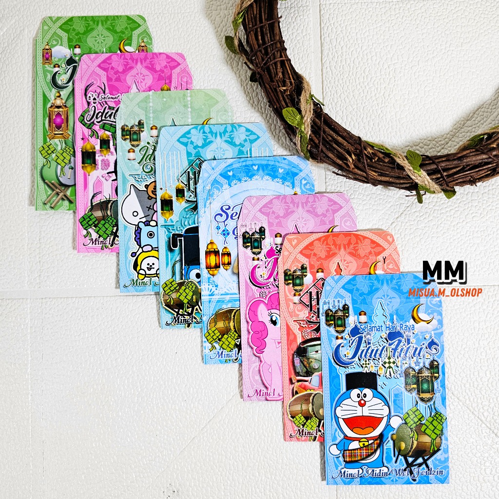 

10 PCS AMPLOP / ANGPAU LEBARAN GAMBAR KARTUN SERI H UKURAN MEDIUM AMPLOP KARAKTER LUCU