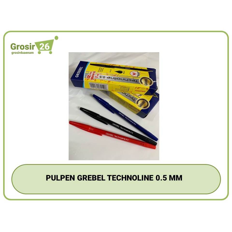 

(1 box) pulpen / bolpen / pena greebel technoline 0.5 mm hitam | biru | merah