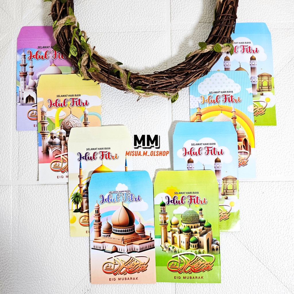 

10 PCS AMPLOP/ANGPAU LEBARAN IDULFITRI MASJID SERI V MEDIUM /AMPLOP THR MOTIF MASJID