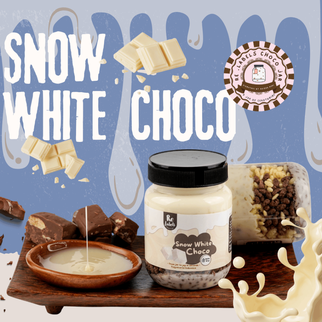 

Chocojar Snow White Choo - Re.labels Coklat Lumer Crunchy Varian Cokelat Putih / Vanila