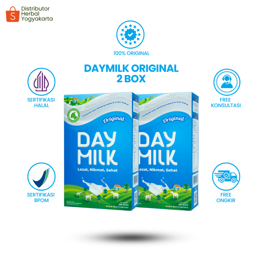 

Daymilk Rasa Original - Susu Kambing Etawa Untuk Tulang , Sendi , Pernafasan & Jantung - 2 BOX