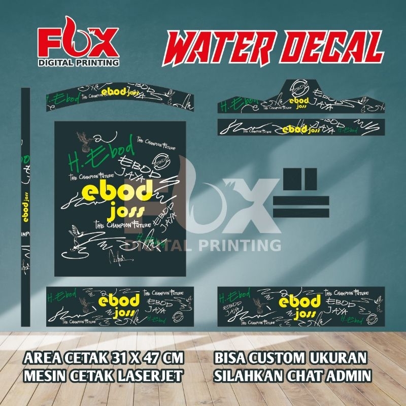WATER DECAL SANGKAR REPLIKA, MURAI, KOSAN, KIPAS NOMER 1,2,3