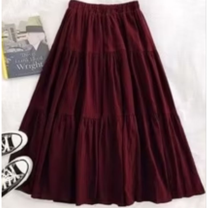 Rok panjang anak remaja polos/Rok wanita korea umpak serut