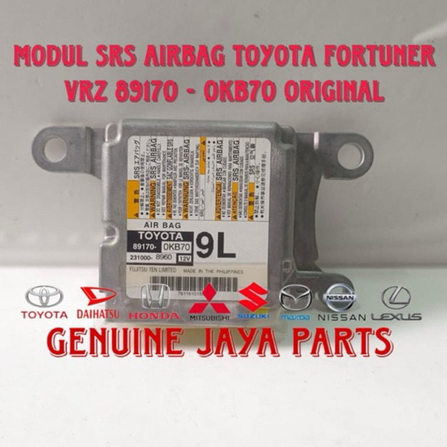 Modul Srs Airbag Air bag Toyota Fortuner Vrz 89170 - 0KB70 Original