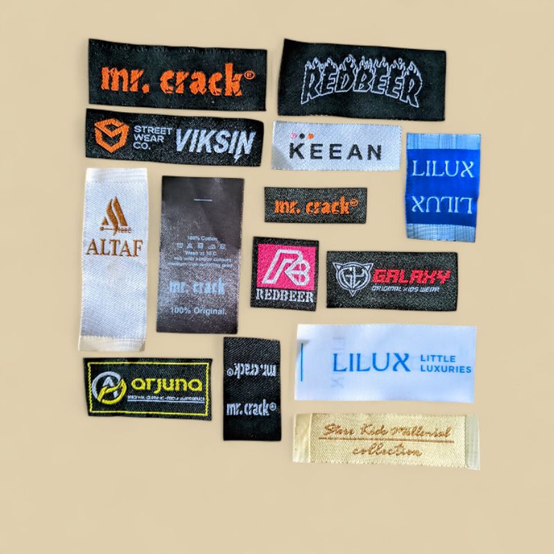 

label woven damask, label baju anak, label baju dewasa