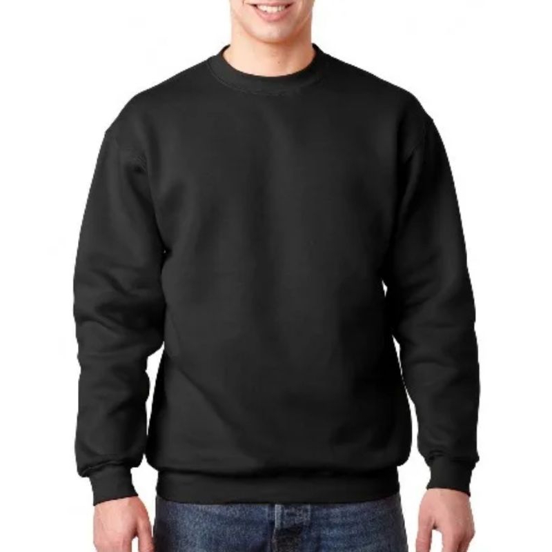 The Executive - Crewneck Sweater Basic Polos Hitam Bahan Katun Asli