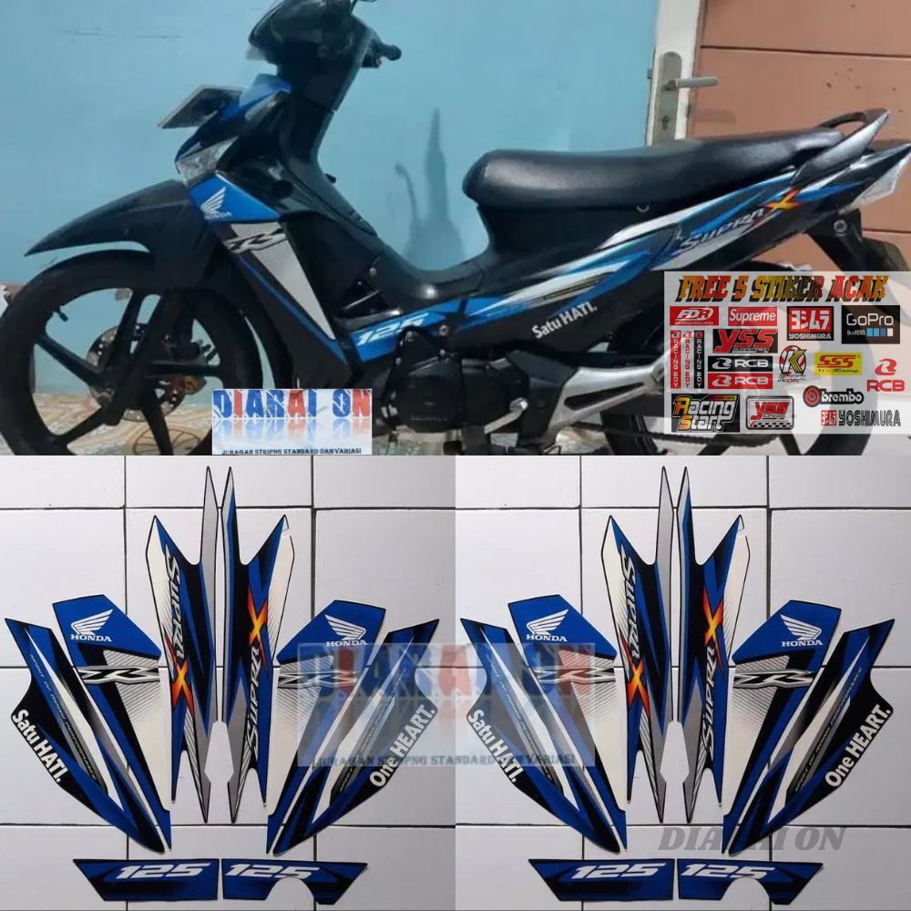 Striping Stiker Honda Supra X 125 2013 - Supra X 2013 Biru Murah