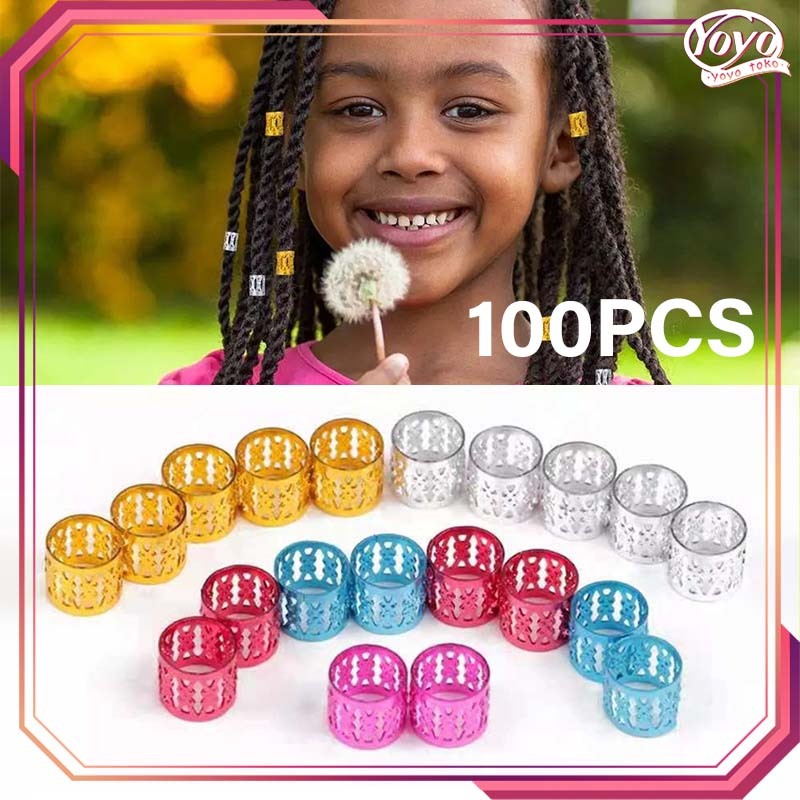 100pcs Cincin Klip Cincin Rambut Gimbal Hair Cuffs Ring Gimbal Untuk Dekorasi Rambut Kepang / Wig
