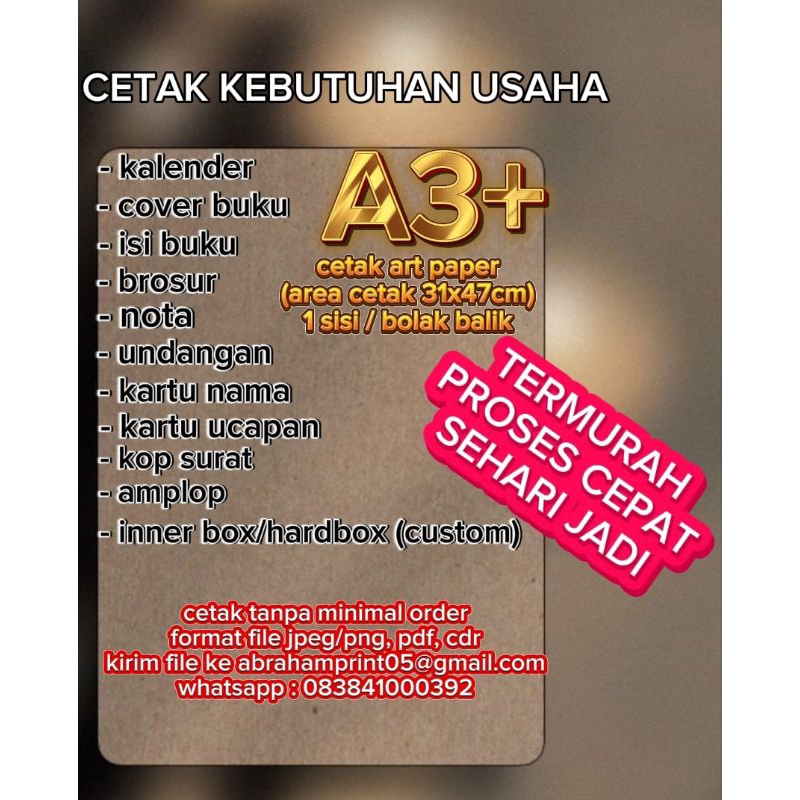 

A3+ CETAK ART PAPER,ART CARTON,IVORY,DUPLEK 210-310 GSM