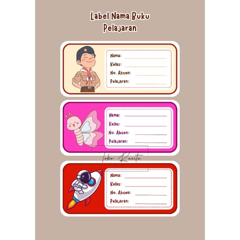 

Label buku A1 (bisa pilih gambar)