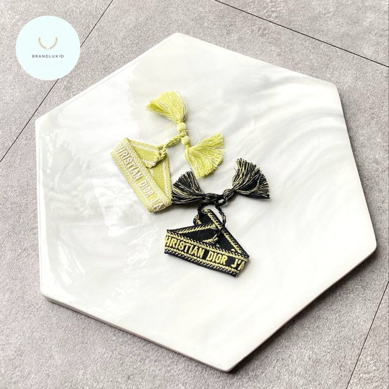 Dior Friendship Textile Bracelet Green / Black & Beige