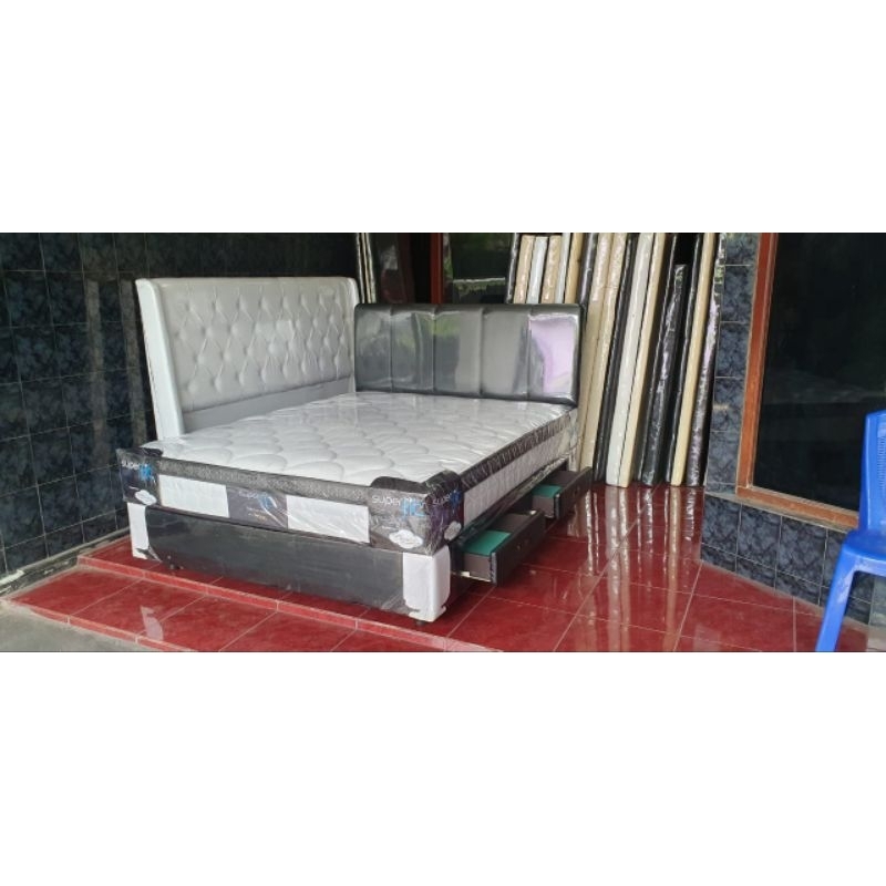 Set Comforta superfit neo silver plus divan laci custom kasur spring bed 160 180 x 200