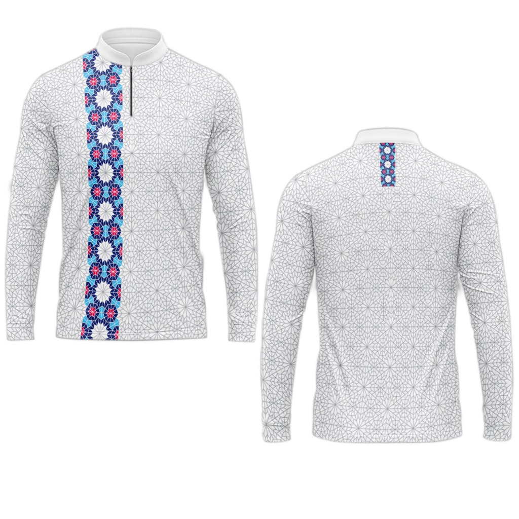 Baju koko muslim/ Putih/Kaos pria Dewasa jersey/Desain yang mengikuti tren terkini/motif full printi