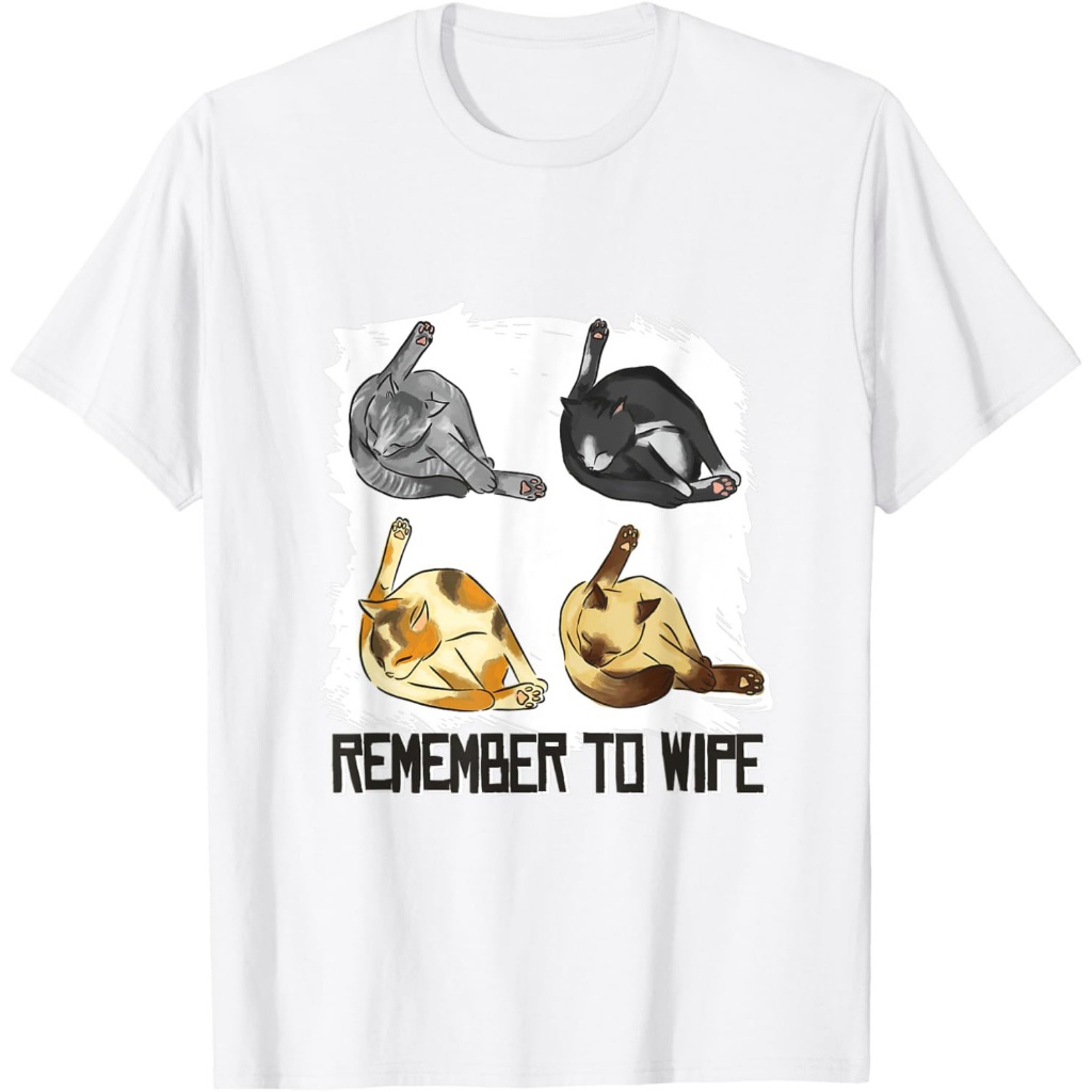 Ingat untuk Mengelap - Kucing Lucu Kucing Toilet Humor Toilet T-Shirt