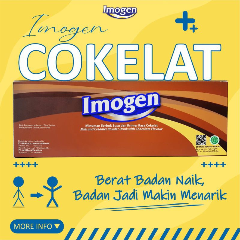 

IMOGEN COKLAT SOLUSI UNTUK MENAMBAH BB ANAK SAMPAI LANSIA 1 BOX (Isi 30 Saset)