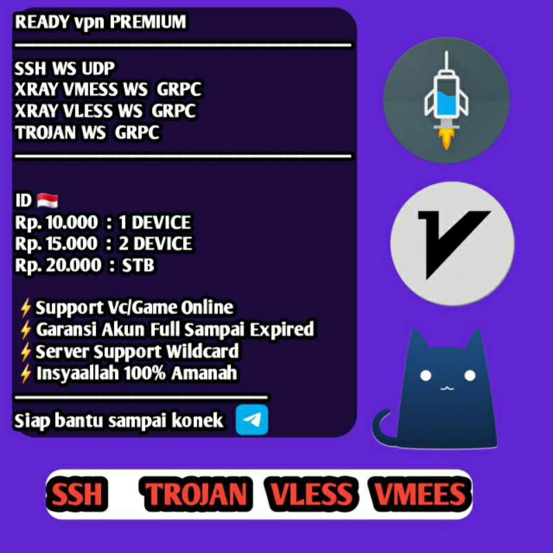 Akun vpn premium trojan ssh vmess vless