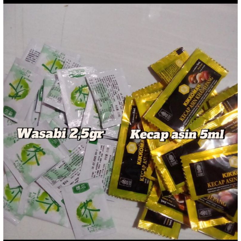 

Wasabi 2,5gr dan Shoyu sauce 5ml kecap asin sachet wasabi sachet halal termurah bahan sushi sale