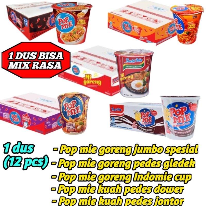 

POP MIE GORENG/KUAH 75gr 6 PCS & 1 DUS (12 PCS bisa mix/cmpur rasa)
