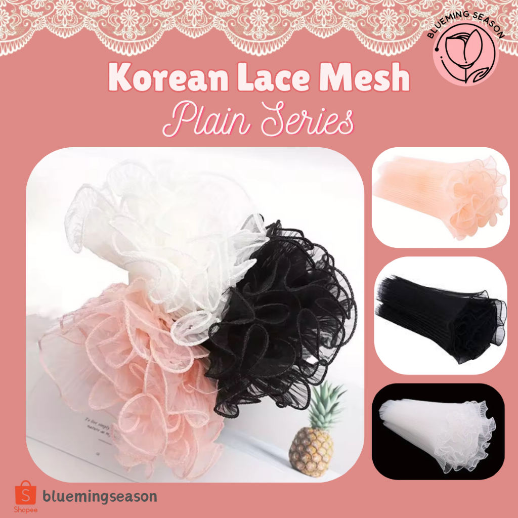 

[Blueming Season] / Korean Lace Mesh Plain / 1 Roll / Korean Flower Wrap / Wrapping Bunga Mesh Korea