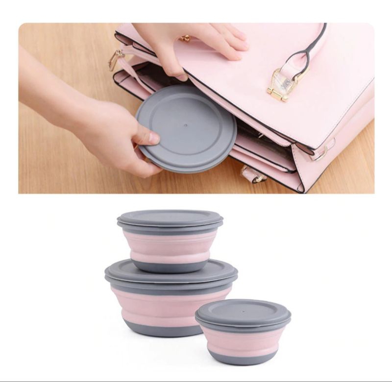 Mangkok lipat 3 pcs / tempat makan camping / tempat makan portable