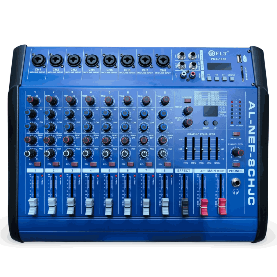 Power Mixer FLT PMX1000 8 Channel Bluetooth / Power Mixer 8 Channel Bluetooth Power Mixer 8 CH