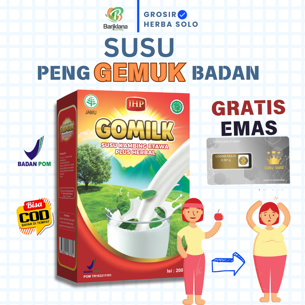 

[ BELI 1 GRATIS GELAS CANTIK ][BELI 2 GRATIS EMAS] GOMILK SUSU PENGGEMUK BADAN ALAMI PLUS HERBAL