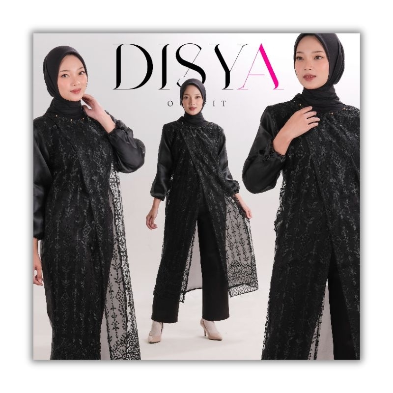 Disya- Fuji long  outer/brukat silang panjang warna hitam
