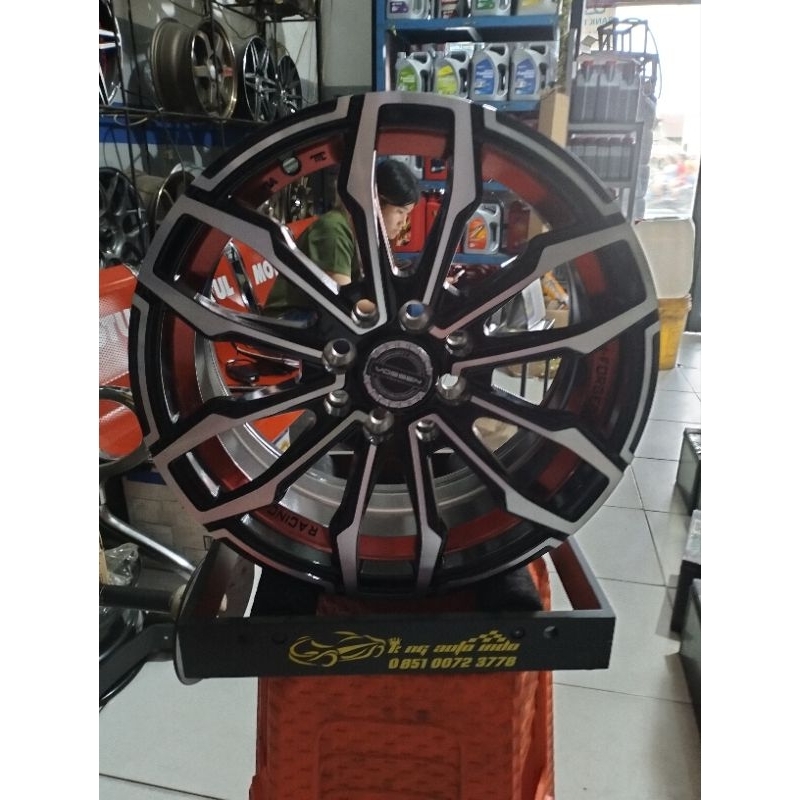 1 Set VELG VOSSEN Ring 15 6,5 inc Crome Black List Red