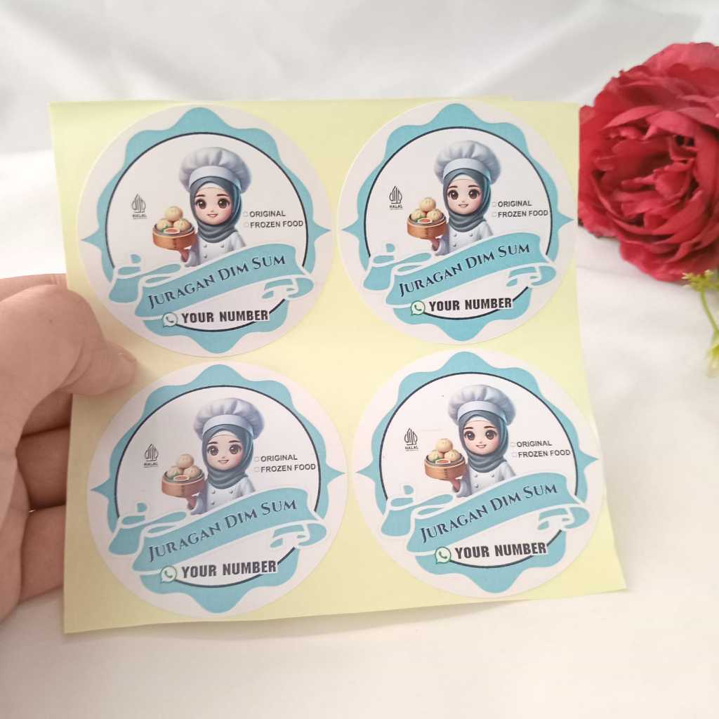 

5-8 Stiker Label Dimsum Bentuk Bulat Threemind Sticker Chromo Dim Sum Free Desain Custom Uk.Sedang