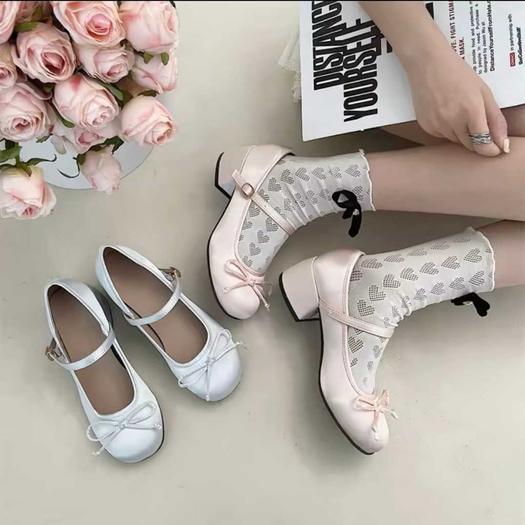 Sepatu Korea Heels Wanita 3Cm Sintetis Elegan Tbk