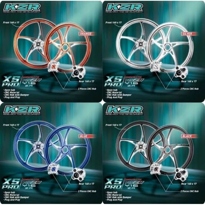 Velg kzr x5 pro open hub custom double disc mx king,vixion,mx new.