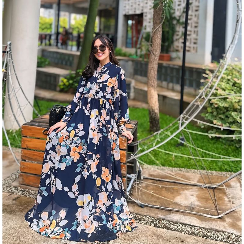 Dress Navy Dress Motif Dress Busui Gamis Navy Gamis Motif Gamis Busui