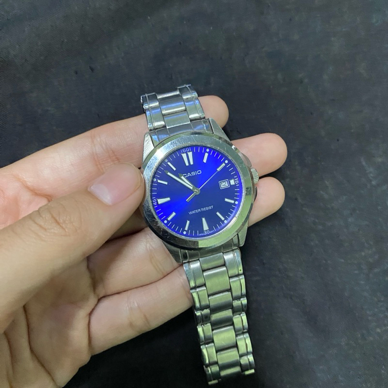 jam tangan pria casio biru water resistant original