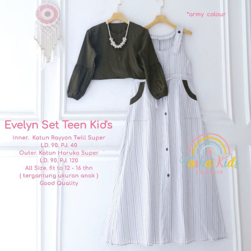EVELYN SET TEEN OUTER, dress anak usia 12-16 tahun / FLYING dress kids