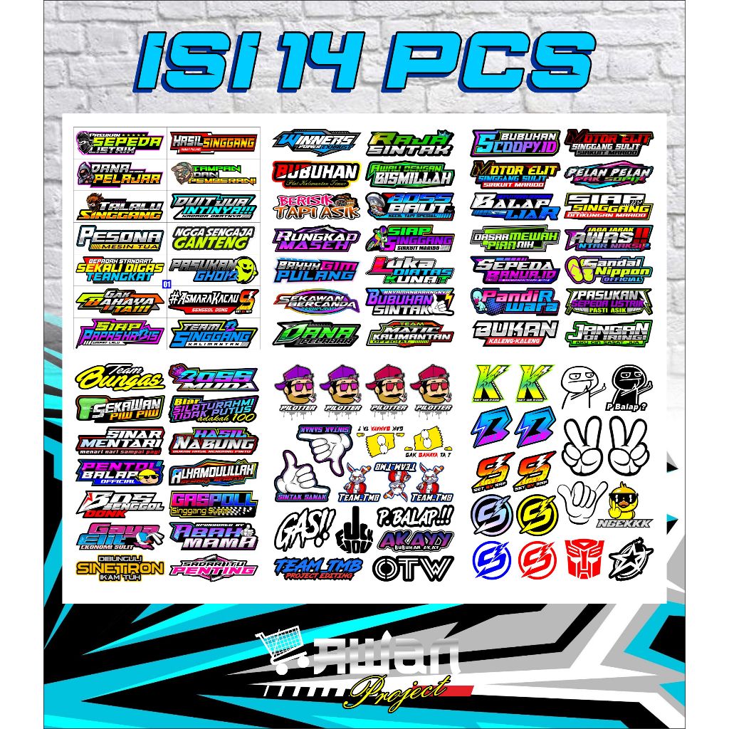 

Stiker kata kata pack/set terbaru viral isi 14pcs