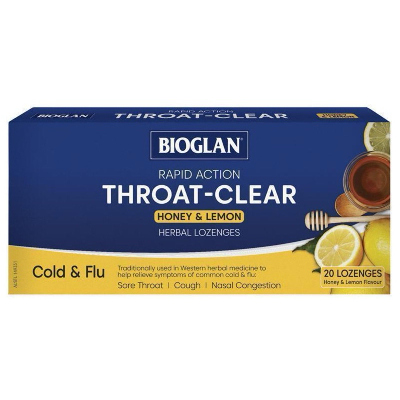 

Bioglan Throat Clear Honey Lemon 20 Lozenges for Cold & Flu