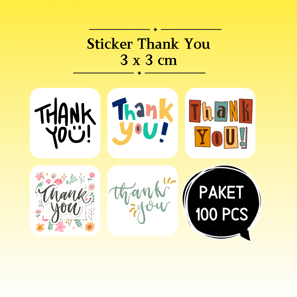 

100pcs Label Sticker Thank You Stiker Terima Kasih Warna Self Seal Label isi 100 pcs