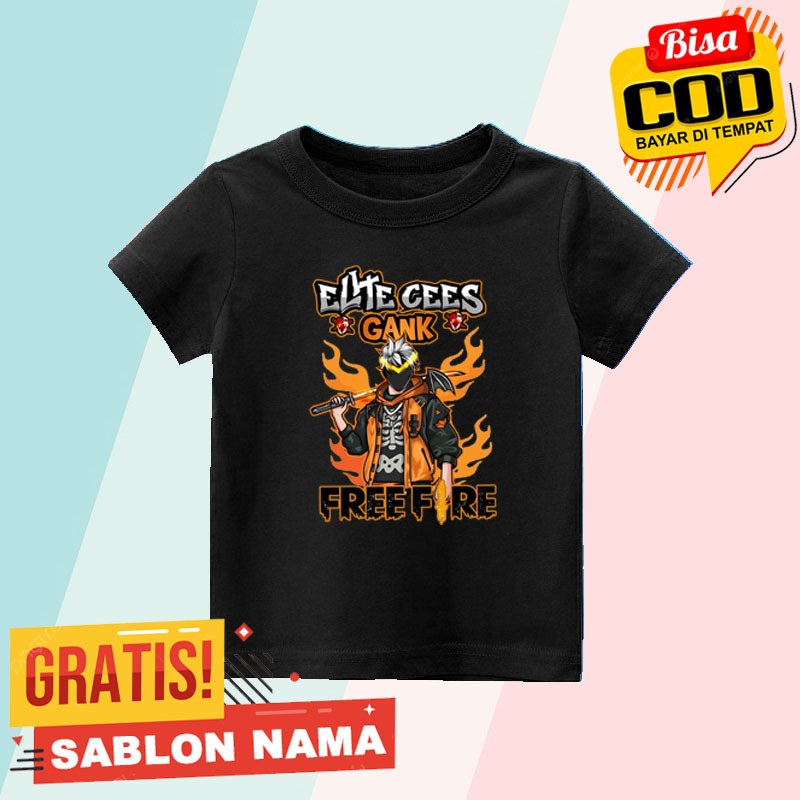 Baju Kaos Anak Free Fire Katana Elite Cees Gank / Kaos Anak Laki Laki & Perempuan Custom Nama Free F