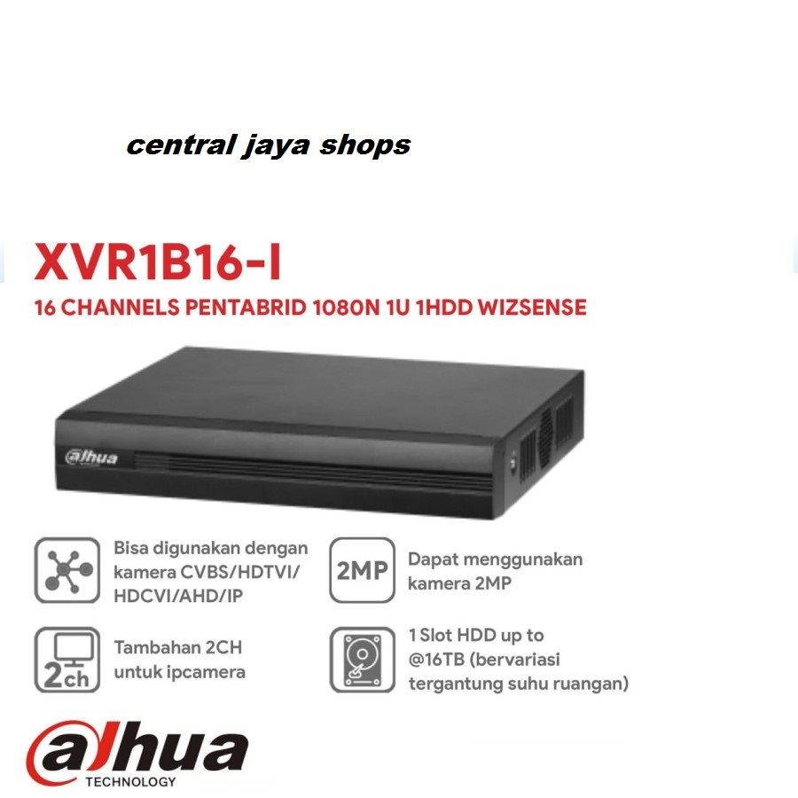 DVR XVR Dahua 1B16-I WizSense 16CH 2MP 1 Slot HDD H265