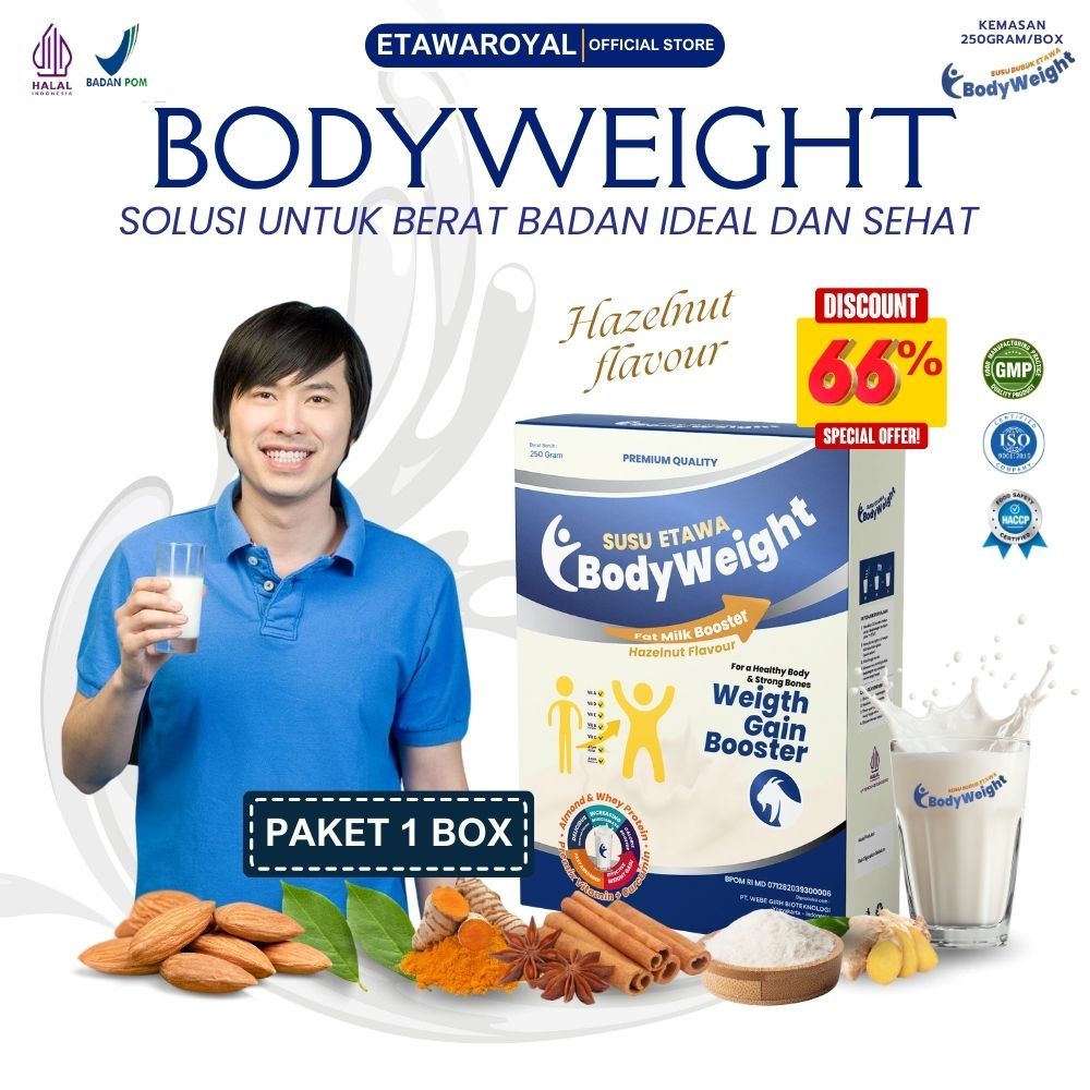 

BODYWEIGHT Susu Etawa Penggemuk Badan Terbaik Susu Kambing Etawa untuk Penambah Berat Badan dan Masa Otot Kemasan 250grPaket 1 Box