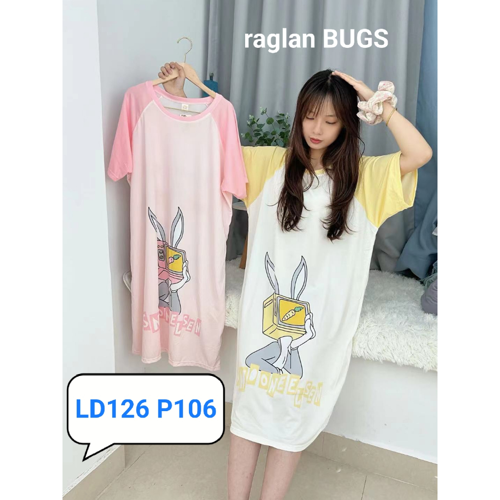 DASTER IMPOR JUMBO, LD 140, RAGLAN, KAOS DRESS BIG SIZE, XXXL, KARAKTER, DINO, KIRBY