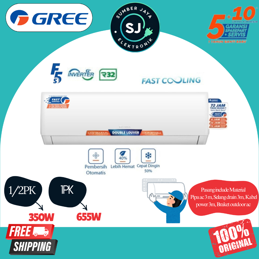 Ac Gree Inverter GWC05F5S / GWC09F5S  AC Gree 1/2PK / 1PK AC Inverter Gree