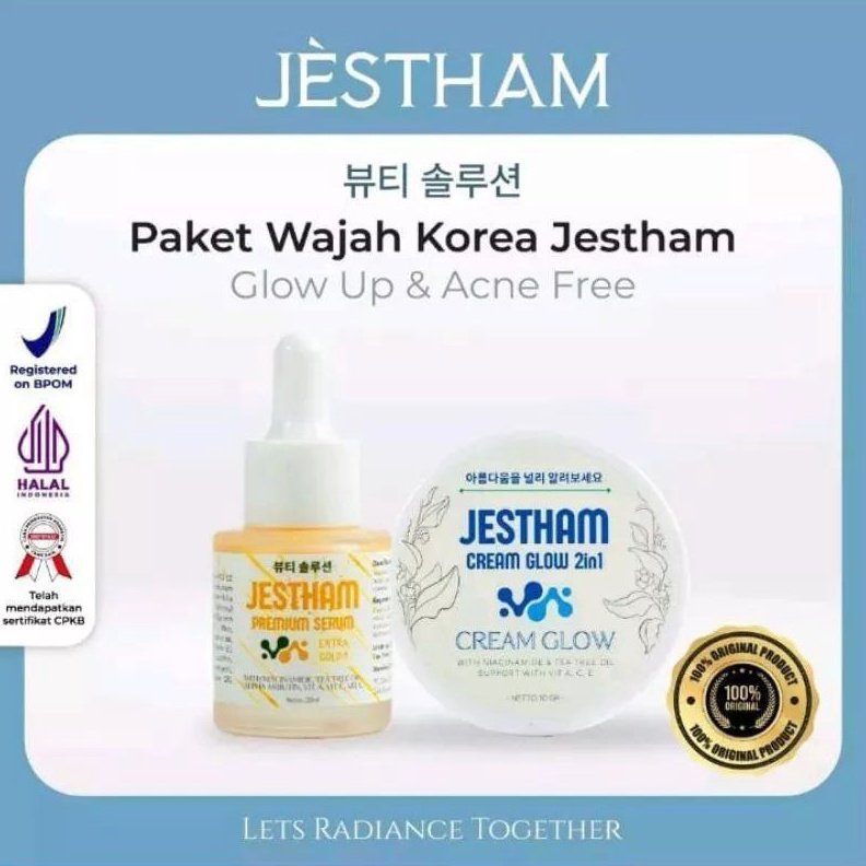 Save Jestham Korea cream Glow 2in1  serum gold premium 1 Original mencerahkan kulit wajah menyamarka