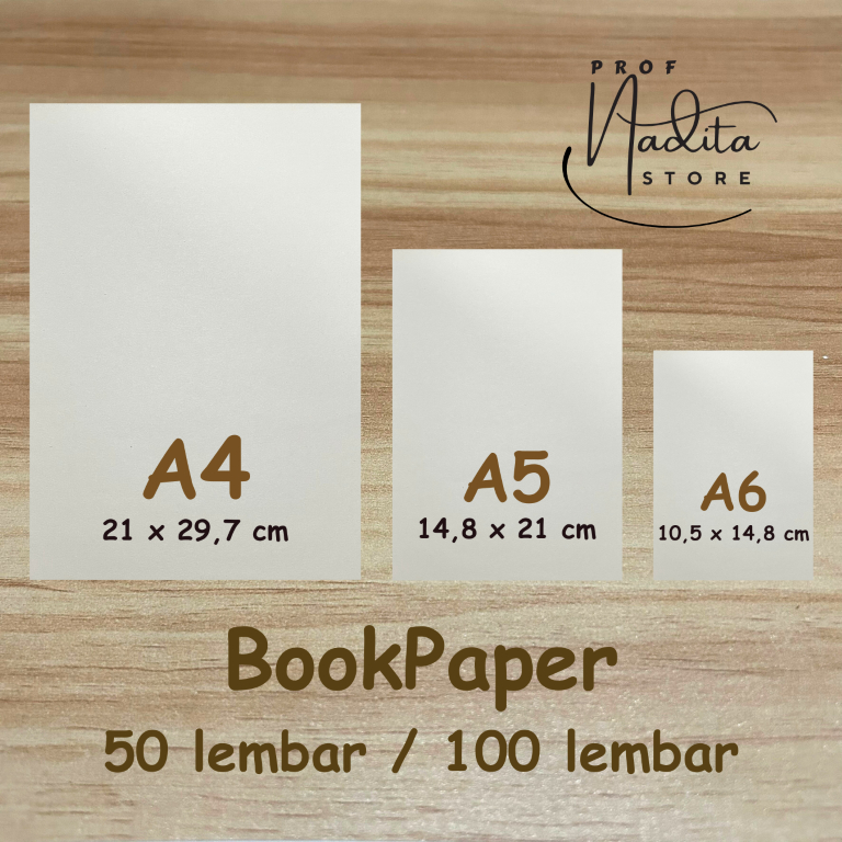 

Bookpaper polos, kertas novel 72gr A4 A5 A6, 100 lembar, 50 lembar